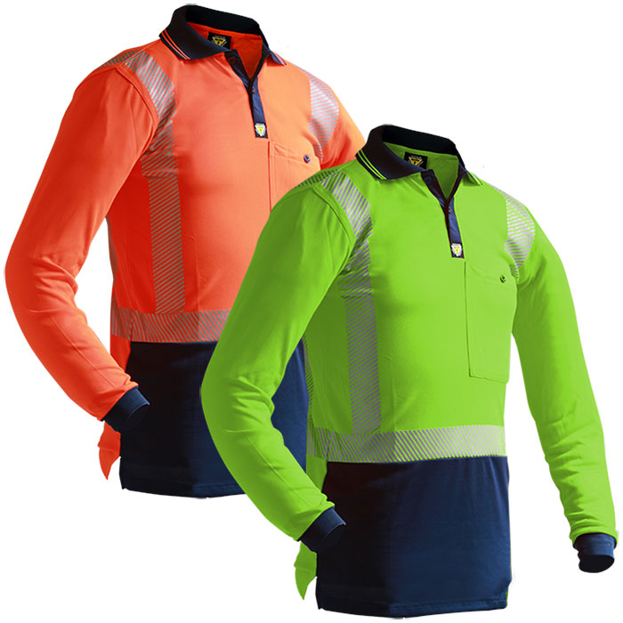 Caution L/S D/N Segmented Tape Microfibre Polo