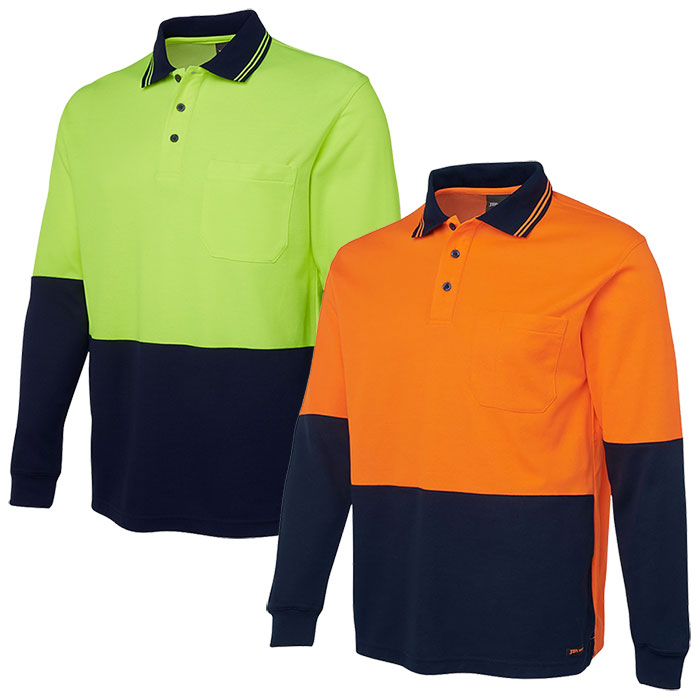6HPL JB Hi-Vis Long Sleeve Cotton Back Polo
