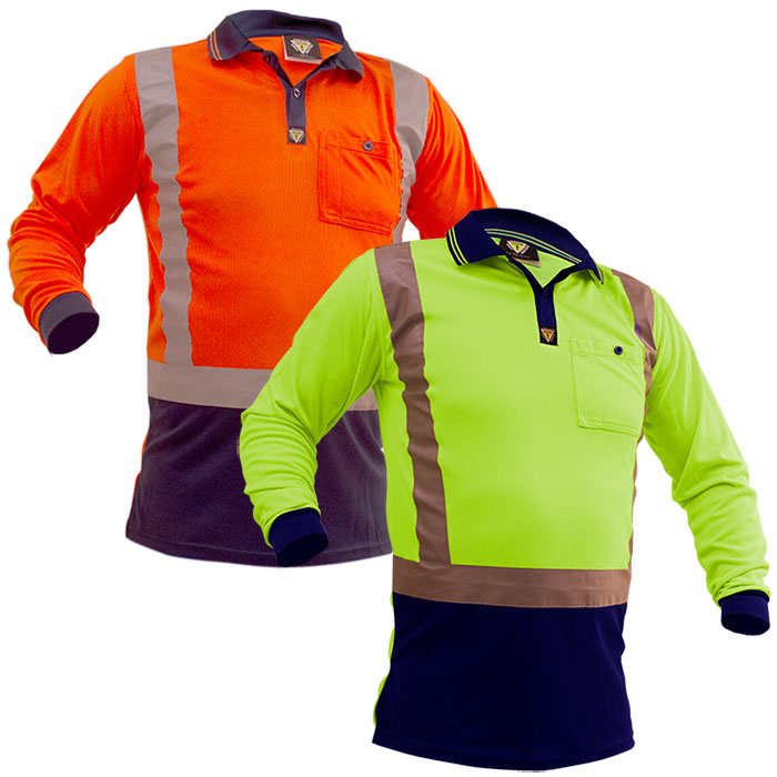 PC13 Caution Microfibre Long Sleeve Day/Night Polo