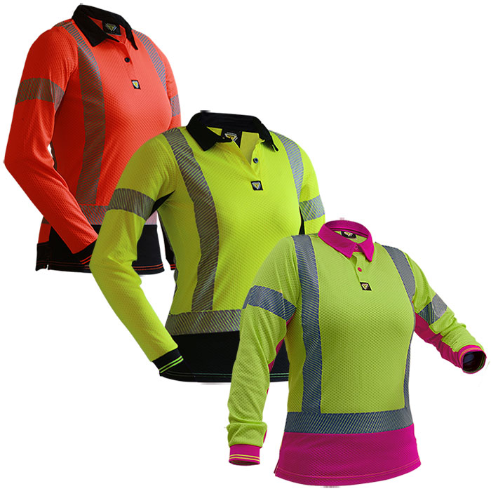 Caution Hi Vis D/N Women's L/Sleeve Microvent Polo