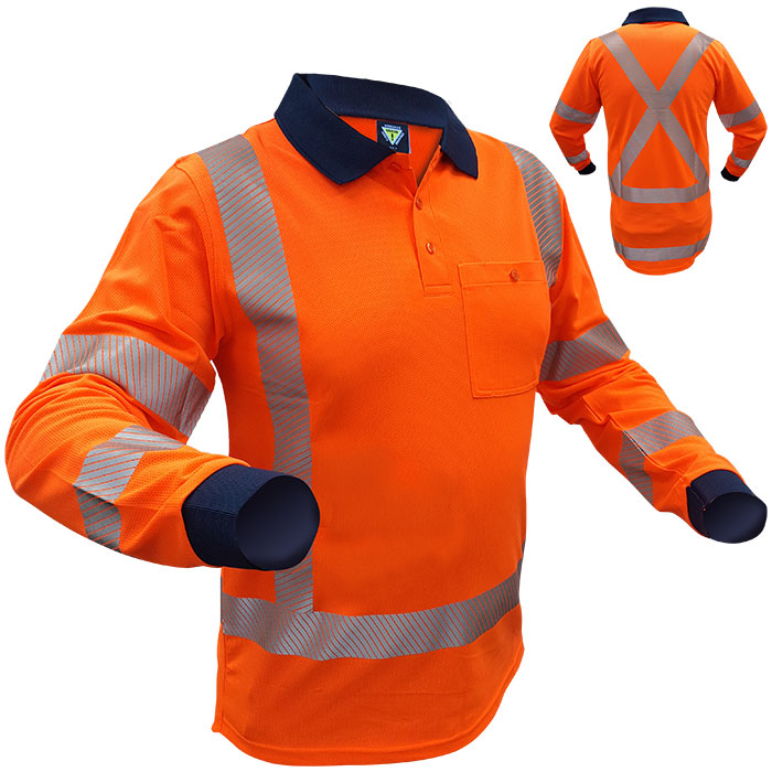 Caution L/Slv Polyester Mesh Polo TTMC-W17 X-Back