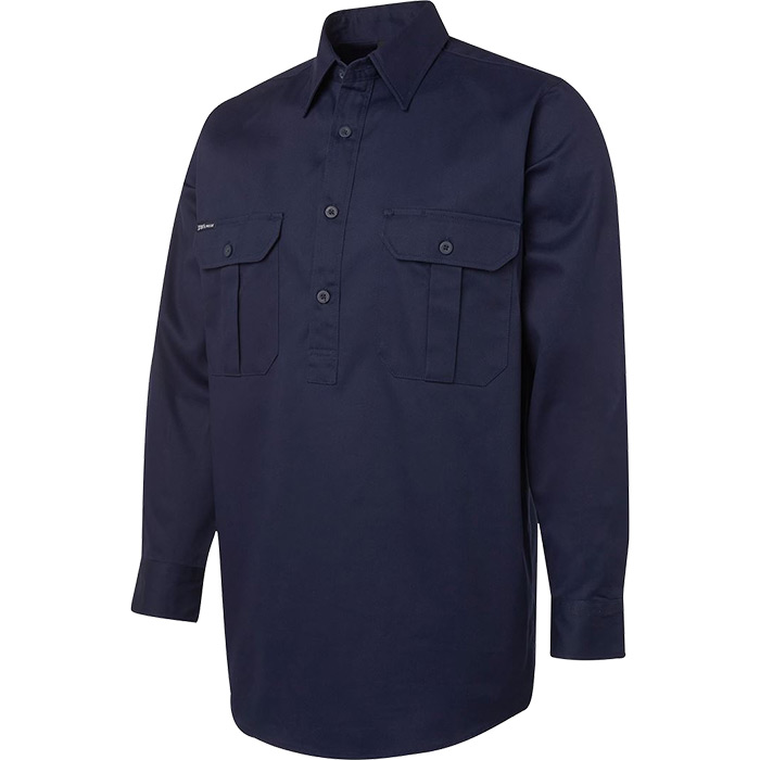 6WSCF JB Closed Front 190gsm Cotton Long Slv Shirt
