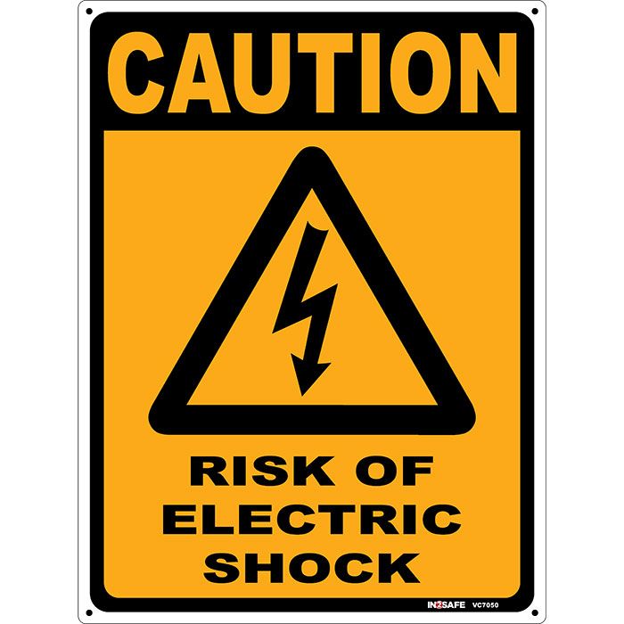 Graphics and More 22.9 x 15.2 cmCaution Electric Shock Risk Metal Sign Board 