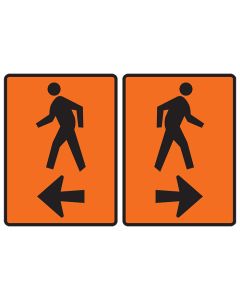 Pedestrian Access with Arrow Sign - Cone Mounted