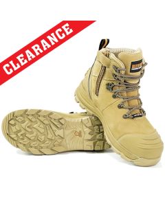 XTLZ Bison Zip Side Lace Up Ankle Safety Boot