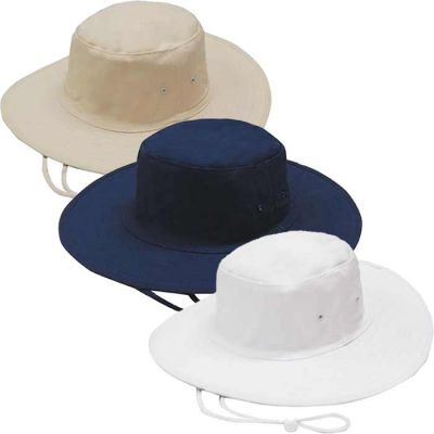 3791 Canvas Wide Brim Hat with Chin Strap
