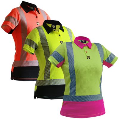 Caution Hi Vis D/N Women's S/Sleeve Microvent Polo