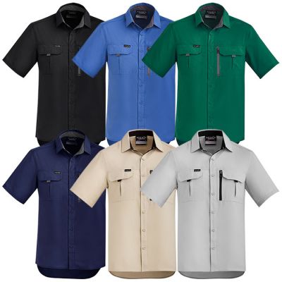 ZW465 Mens Polyester Ripstop S/Sleeve Shirt