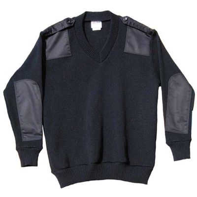 BJ5 Patched V Neck Pullover with Epaulettes