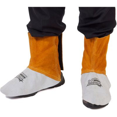 Fusion Chrome Leather Welders Spats - Velcro