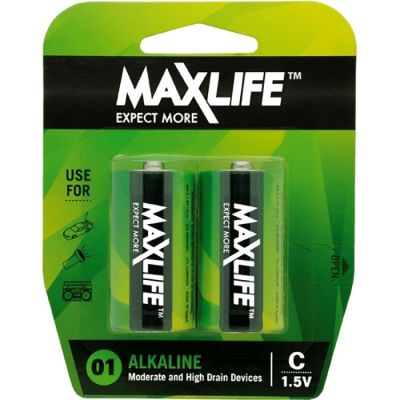 MaxLife Alkaline Batteries - C - 2 Pack
