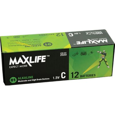MaxLife Alkaline Batteries - C - 12 Pack