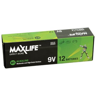 MaxLife Alkaline Batteries - 9V - 12 Pack