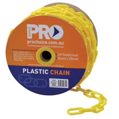 Plastic Barrier Chain - 25 Mtr Roll - Yellow