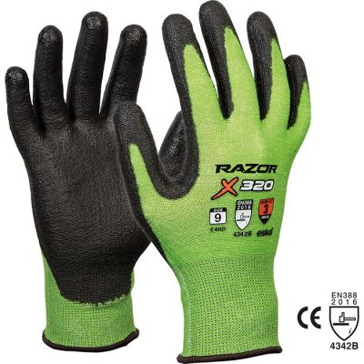 Razor X320 Cut 3 PU Coat Hi Viz Green Glove