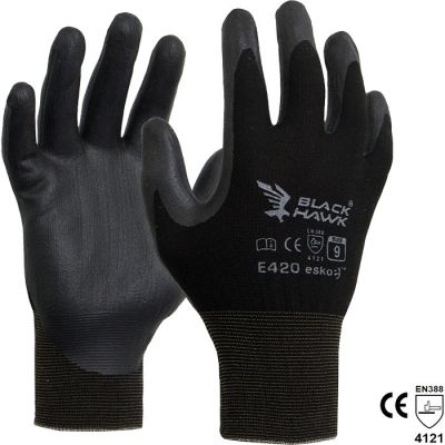E420 Black Hawk Glove with Nitrile Foam Coat Palm
