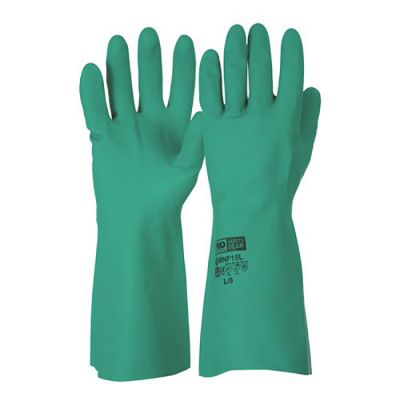 Nitrile Green Chemical Glove Flock Lined