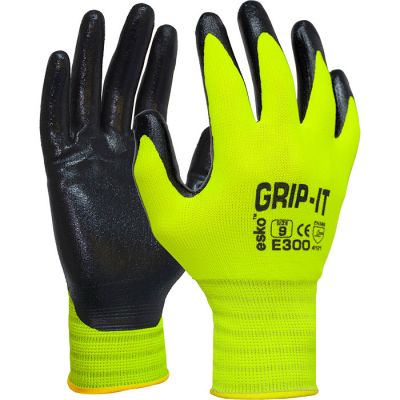 E300 Grip it HI VIS Nitrile Glove
