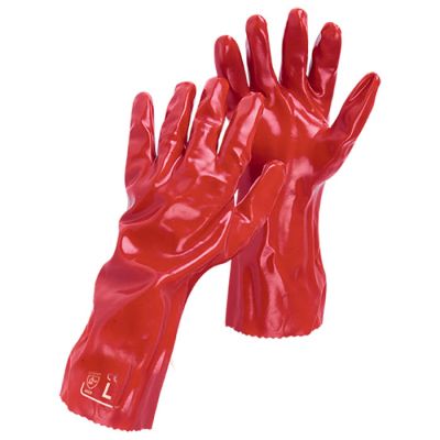 PVC Red Single Dipped Glove - 35cm
