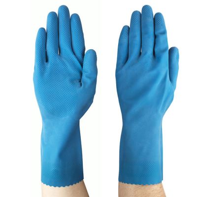 Silver Lined Blue Rubber Glove