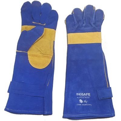 Pan Blue/Gold 44cm Welder Glove Velcro Strap Lefty