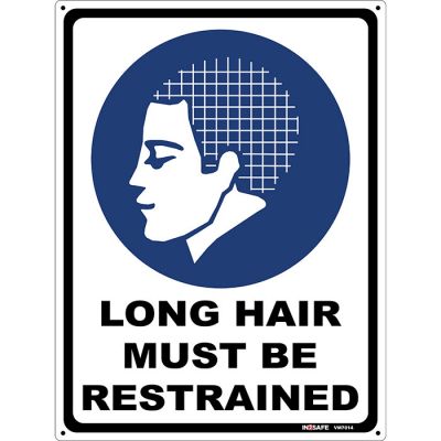 Long Hair Must Be Restrained Sign