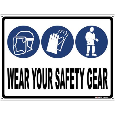 Wear Your Safety Gear + ( 3 Symbols) Sign