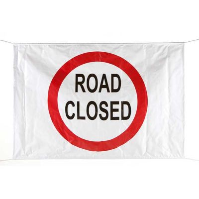 Road Closed PVC BANNER - White/Red