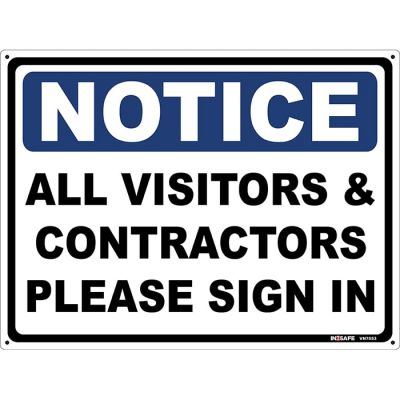 Notice - All Visitors & Contractors Must Sign In