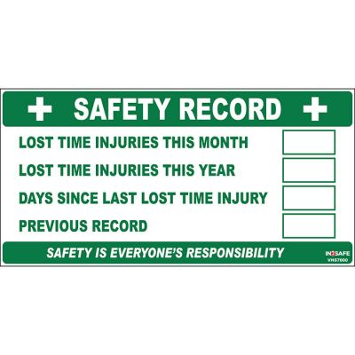 Safety Accident Record Board - GN/White - W/Board