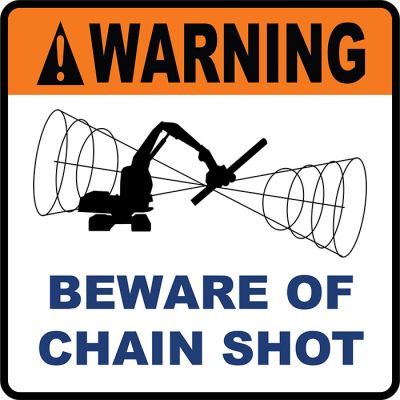 WARNING Beware of Chain Shot Machine Sticker