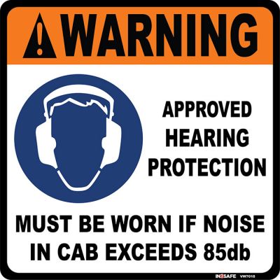 WARNING Hearing Protection 85db Cab Noise Sticker