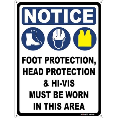 NOTICE Foot Protection Head, & Hi Vis Must Be Worn