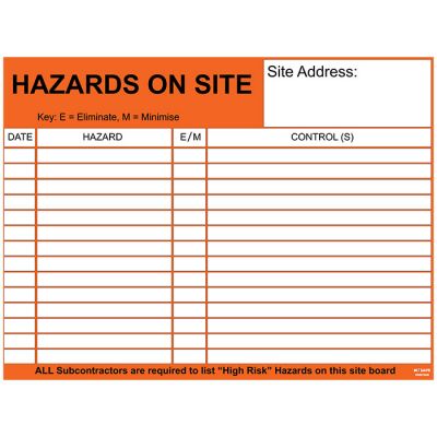 Site Hazard Board - Standard Laminate Coated