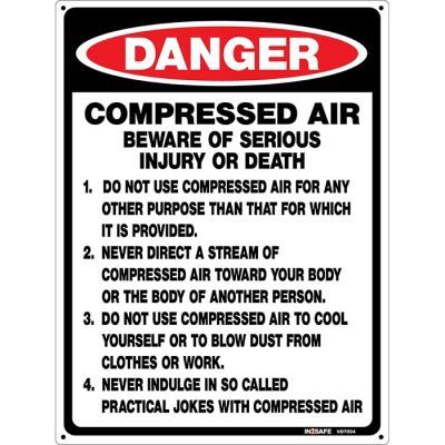DANGER Compressed Air Sign with Instructions