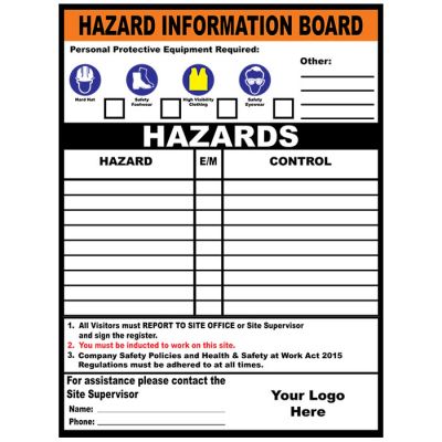 Site Hazard Information Board Whiteboard Laminate