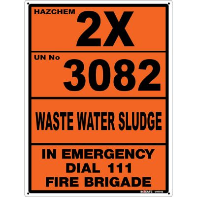 Hazchem No 2X 3082 Waste Water Sluge 111 Sign