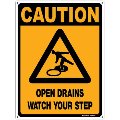 Caution - Open Drains Sign