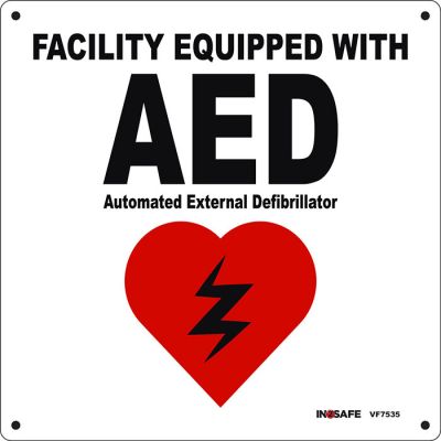 AED Facility Equipped Sign with heart Symbol