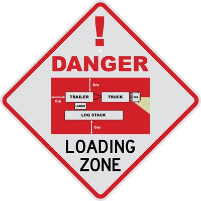 Danger Truck Loading Zone Sign with Diagram