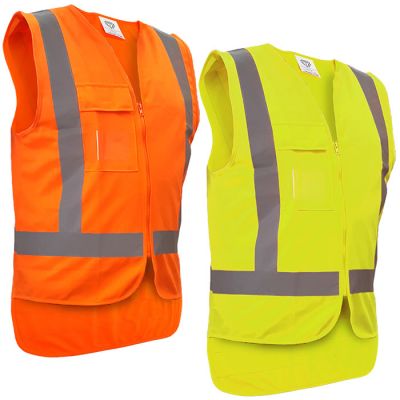CAUTION Hi Vis Zip Day/Night Safety Vest
