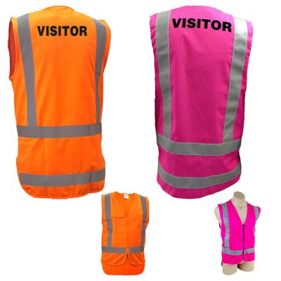 CAUTION Hi Vis D/Night Zip Safety Vest - VISITOR