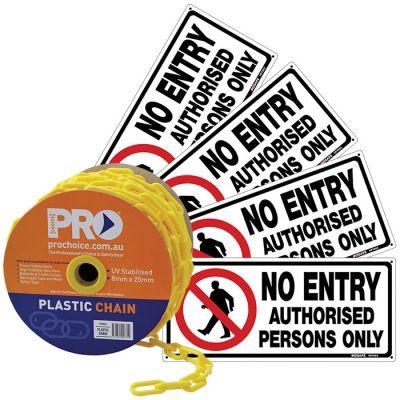 1X 25mtr Roll Chain & 4x No Entry Sign