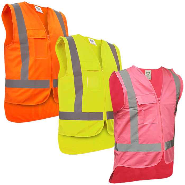 Caution Zip Front Day/Night Hi-Vis Vest