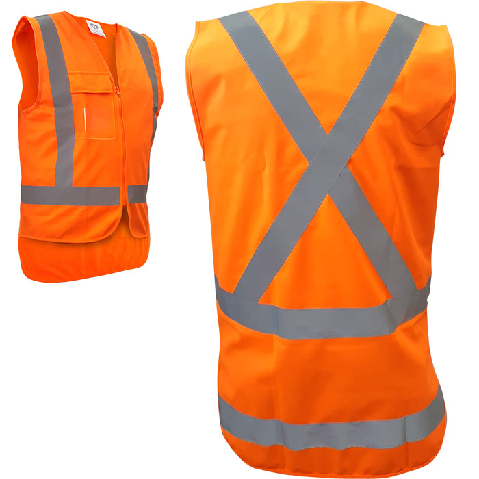 Caution  Zip Front Day/Night X-Back Hi-Vis Vest