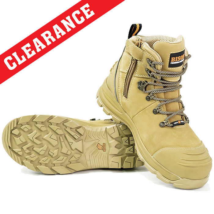 XTLZ Bison Zip Side Lace Up Ankle Safety Boot